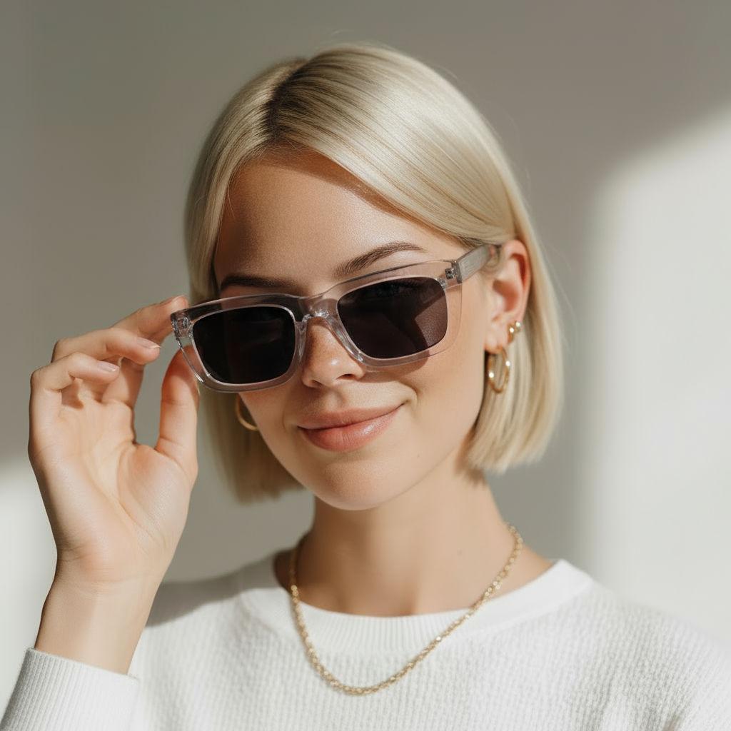 Classic rectangular transparent sunglasses