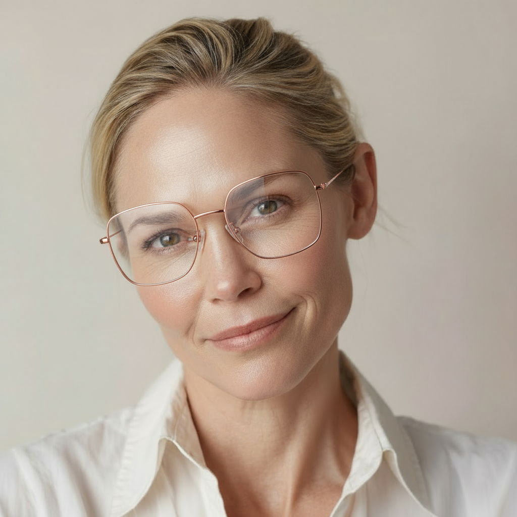 Oversized squared rose gold eyeglasses