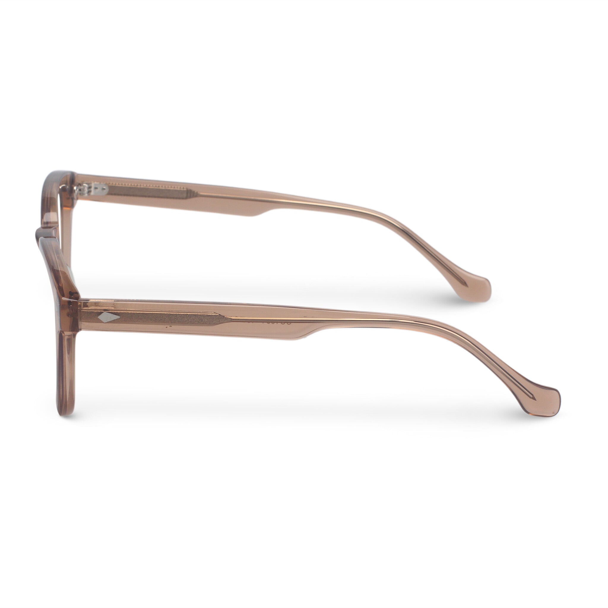 Beige light brown round plastic eyeglasses