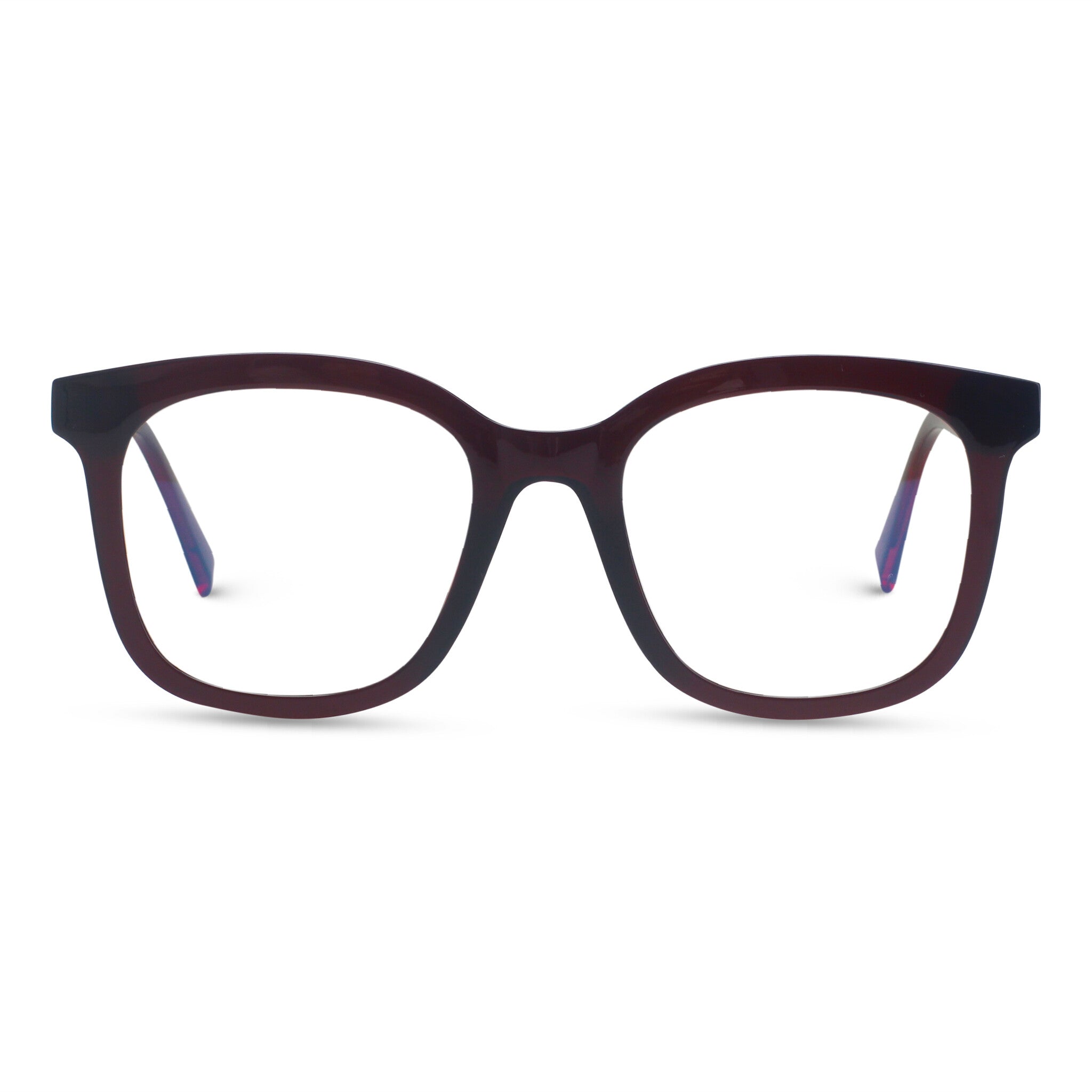 Oversized square red eyeglasses