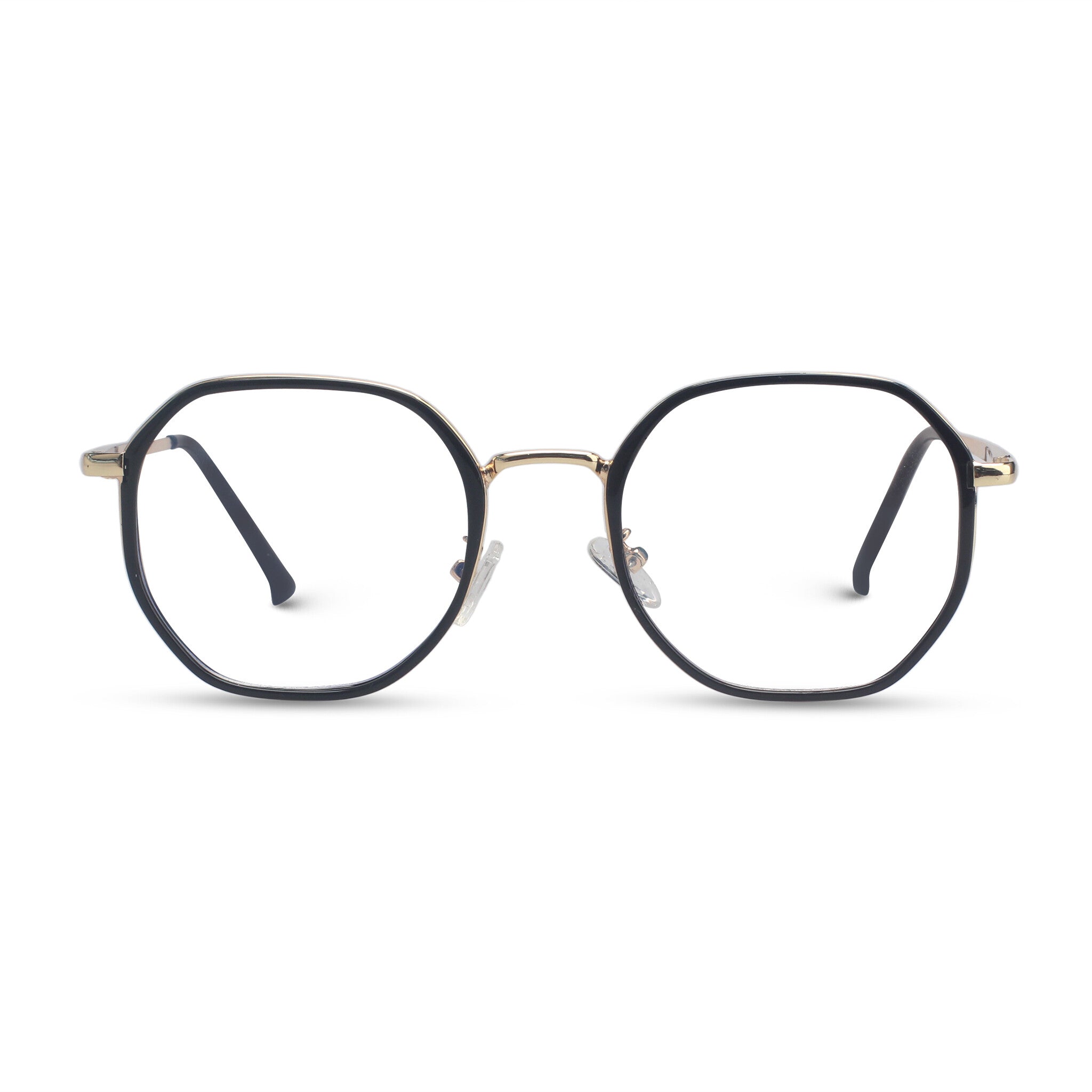 Geometric metal black and gold eyeglasses