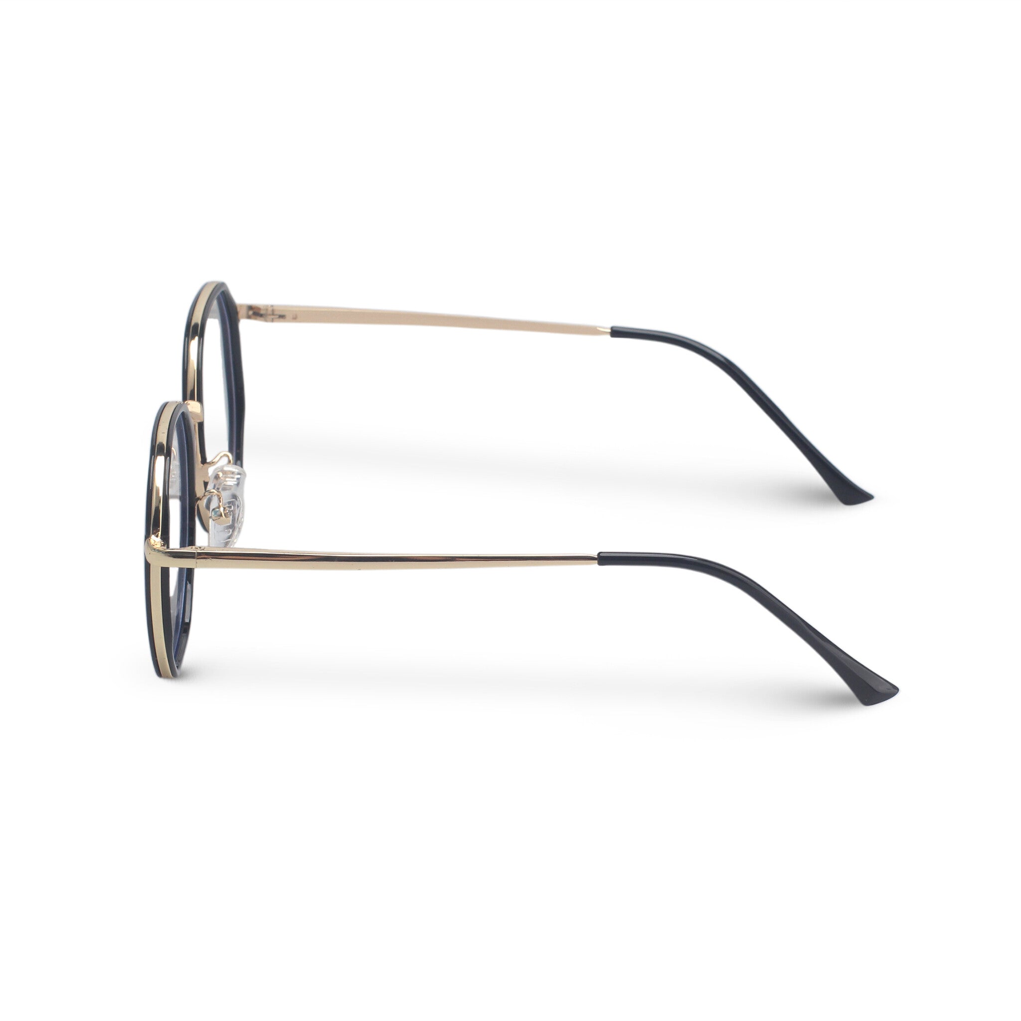 Geometric metal black and gold eyeglasses