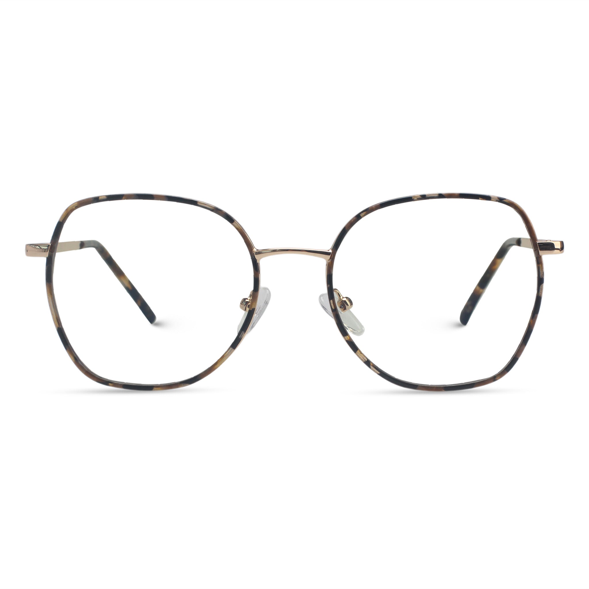 Minimal geometric brown tortoise eyeglasses