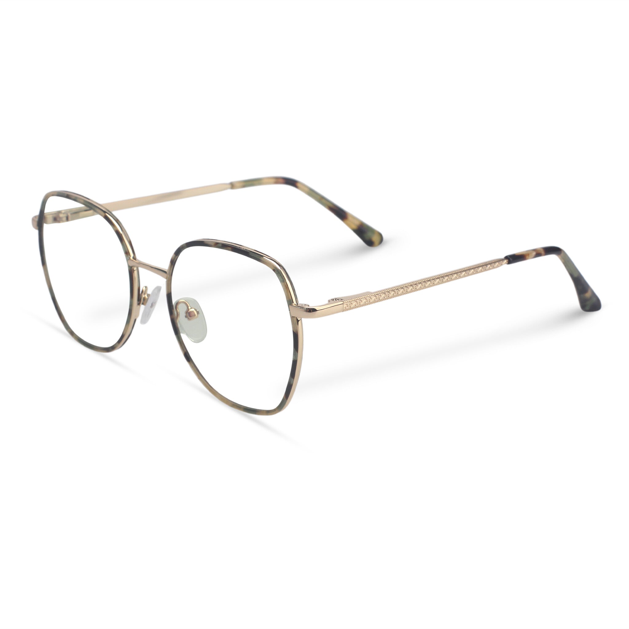Minimal geometric yellow tortoise eyeglasses
