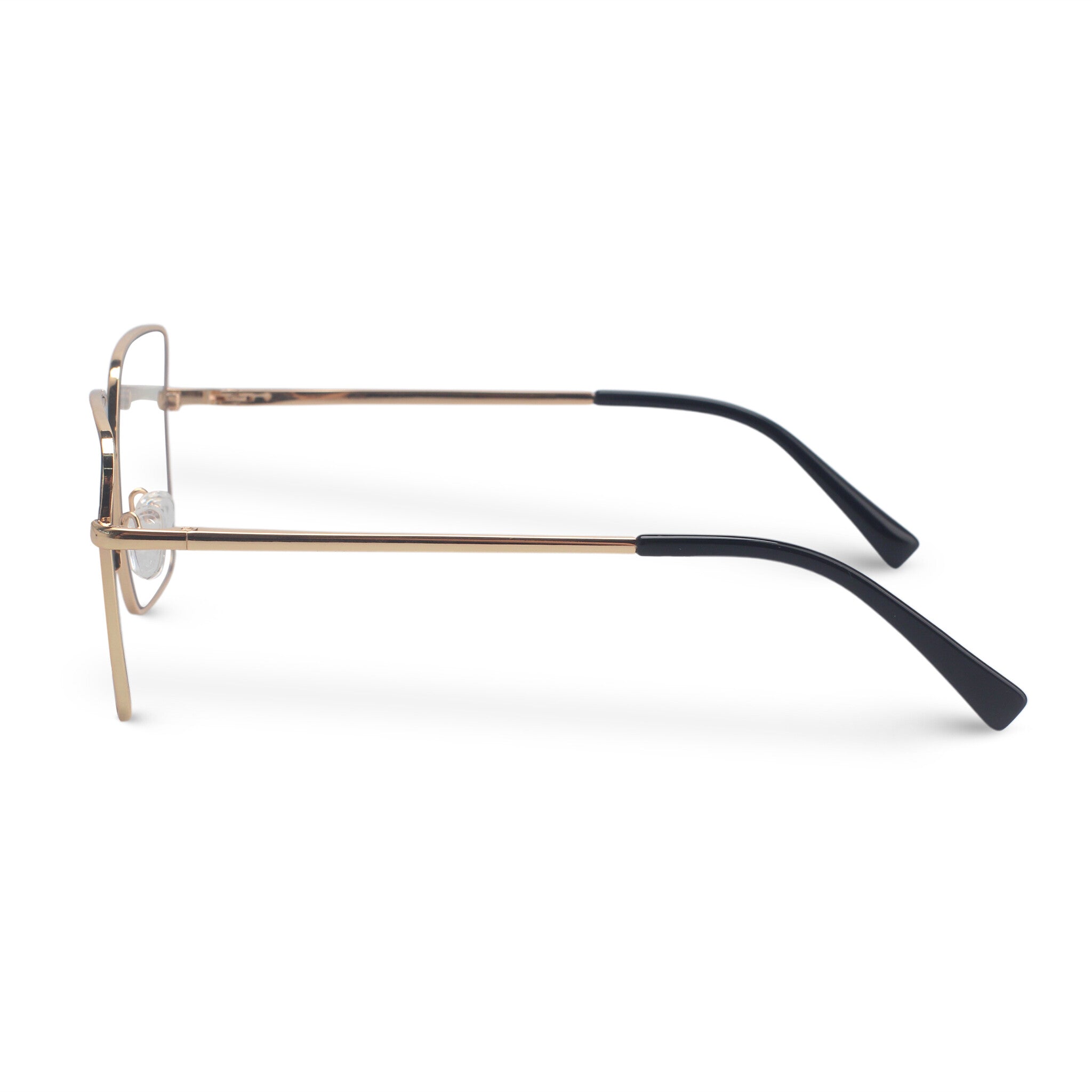 Oversized square black and gold eyeglasses