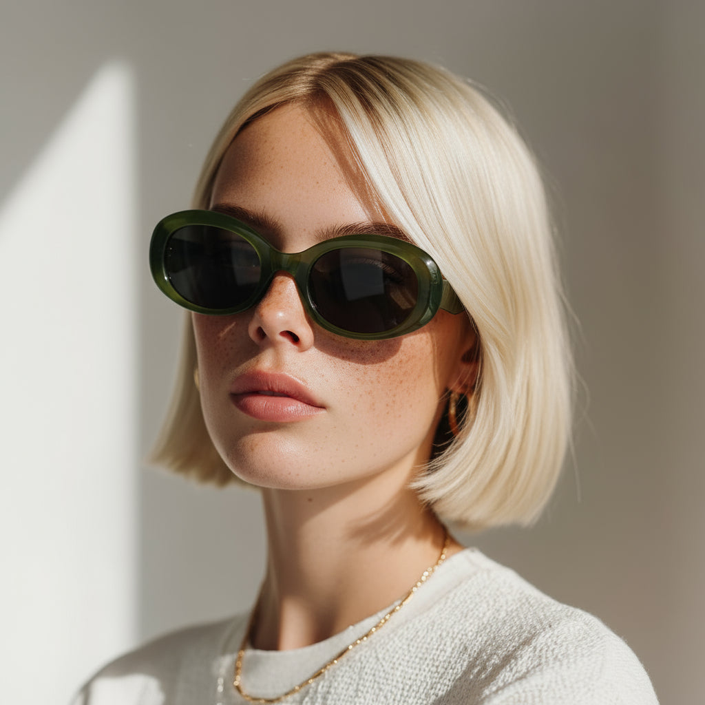 Oval green sunglasses