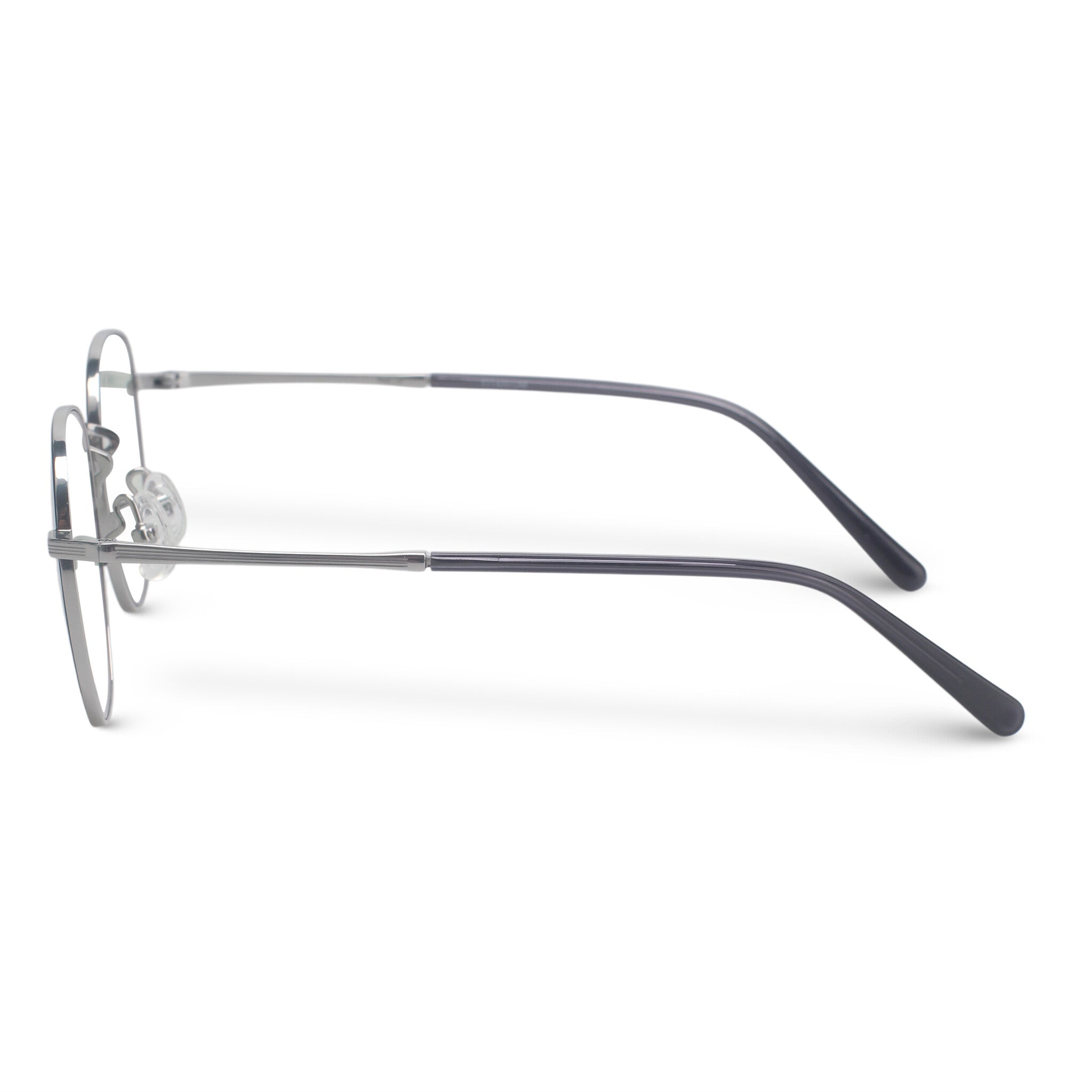 Minimal geometric silver eyeglasses