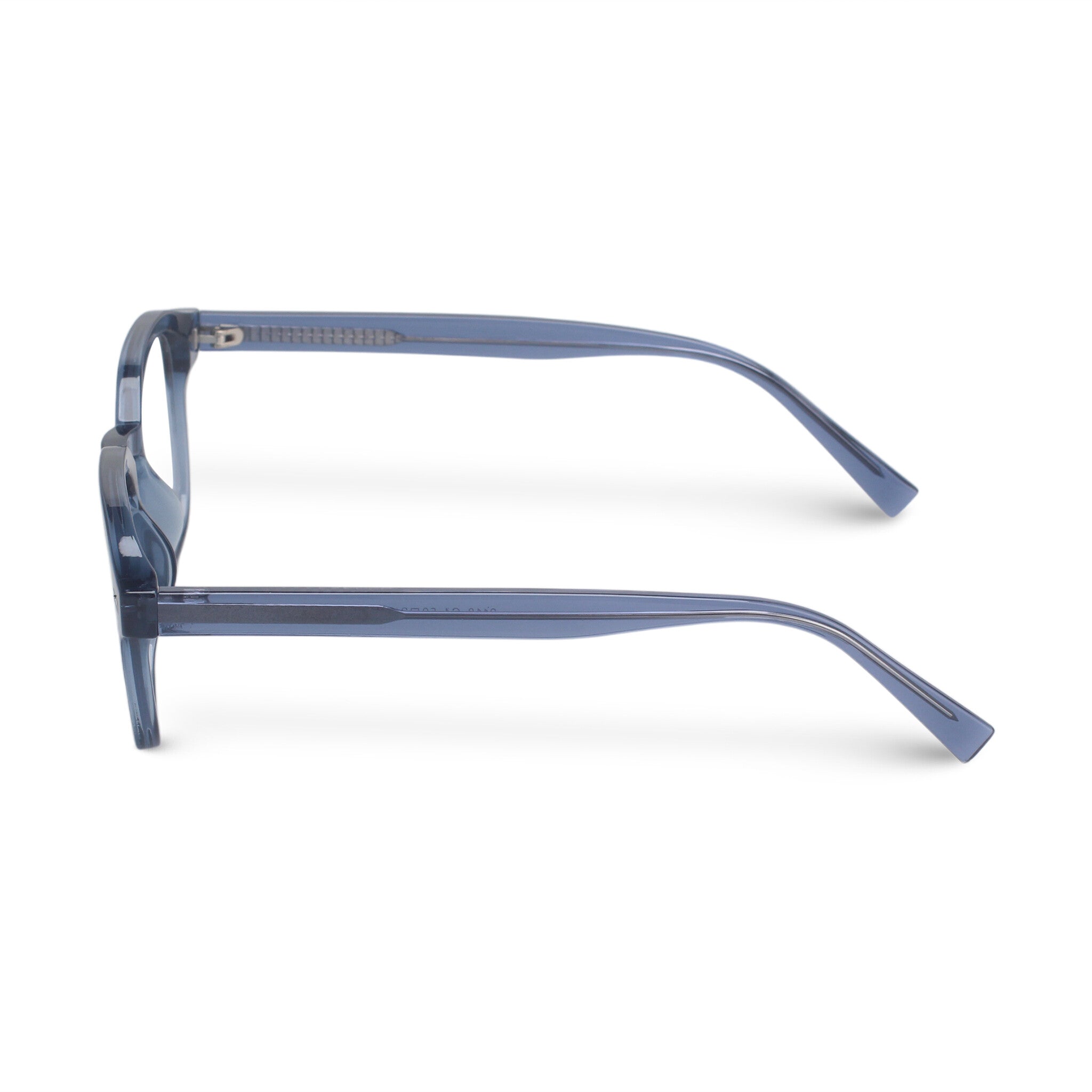 blue square plastic eyeglasses