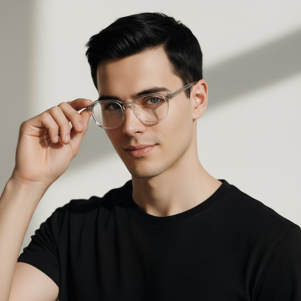 clear transparent square plastic eyeglasses