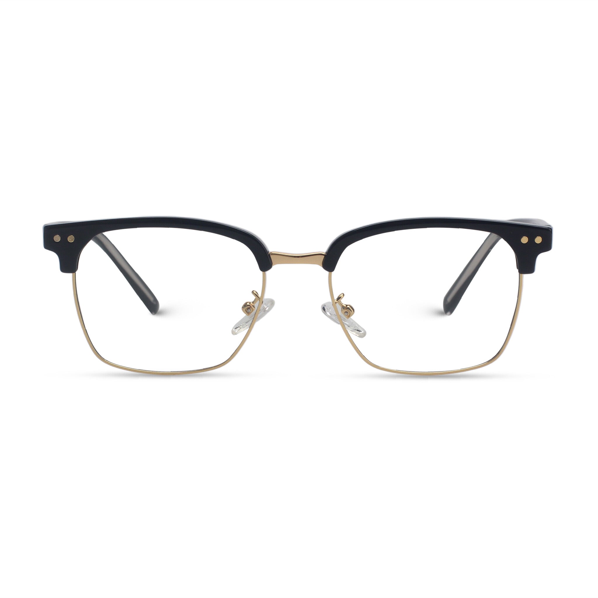 Square classical black and gold eyeglasses