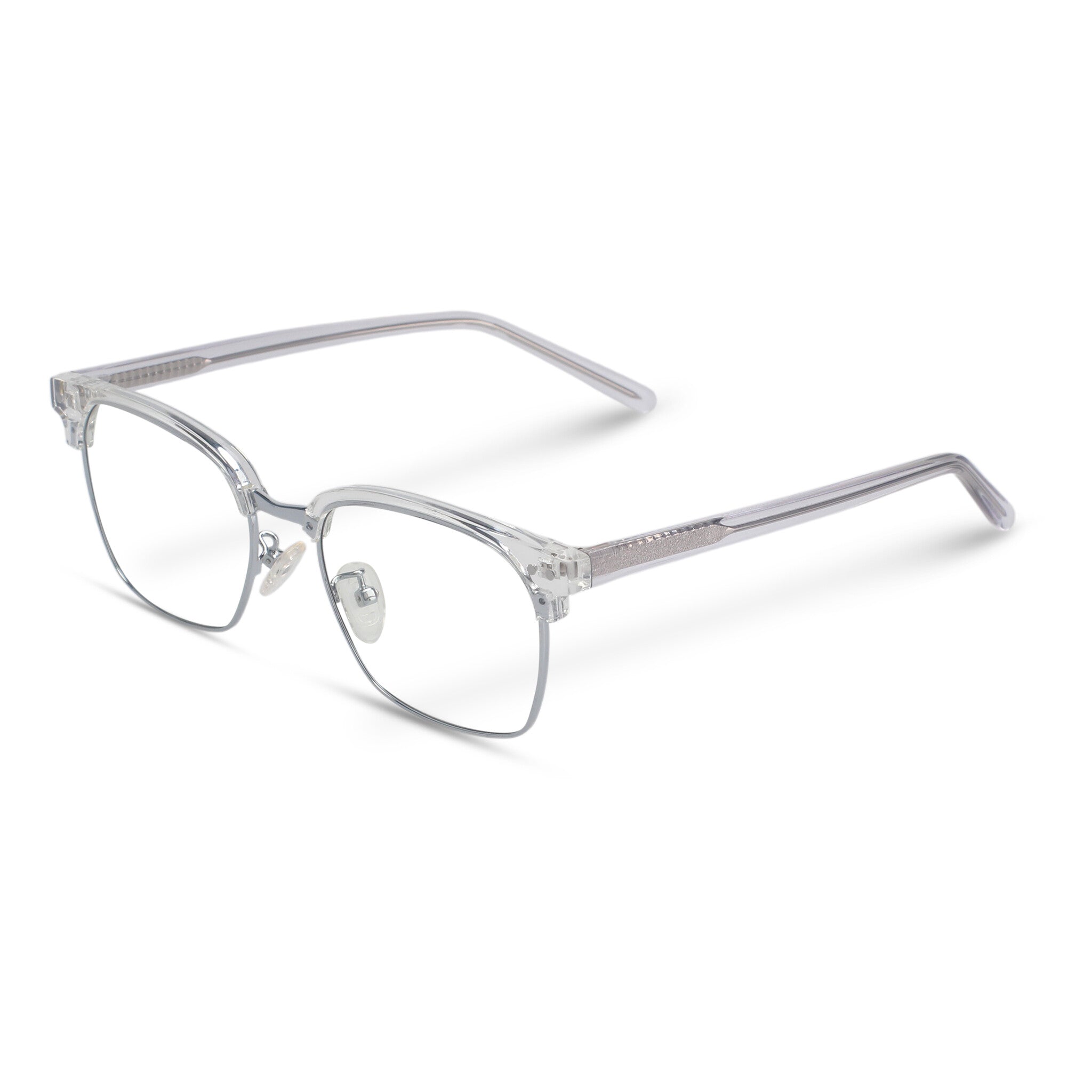 Square classical transparent and silver eyeglasses