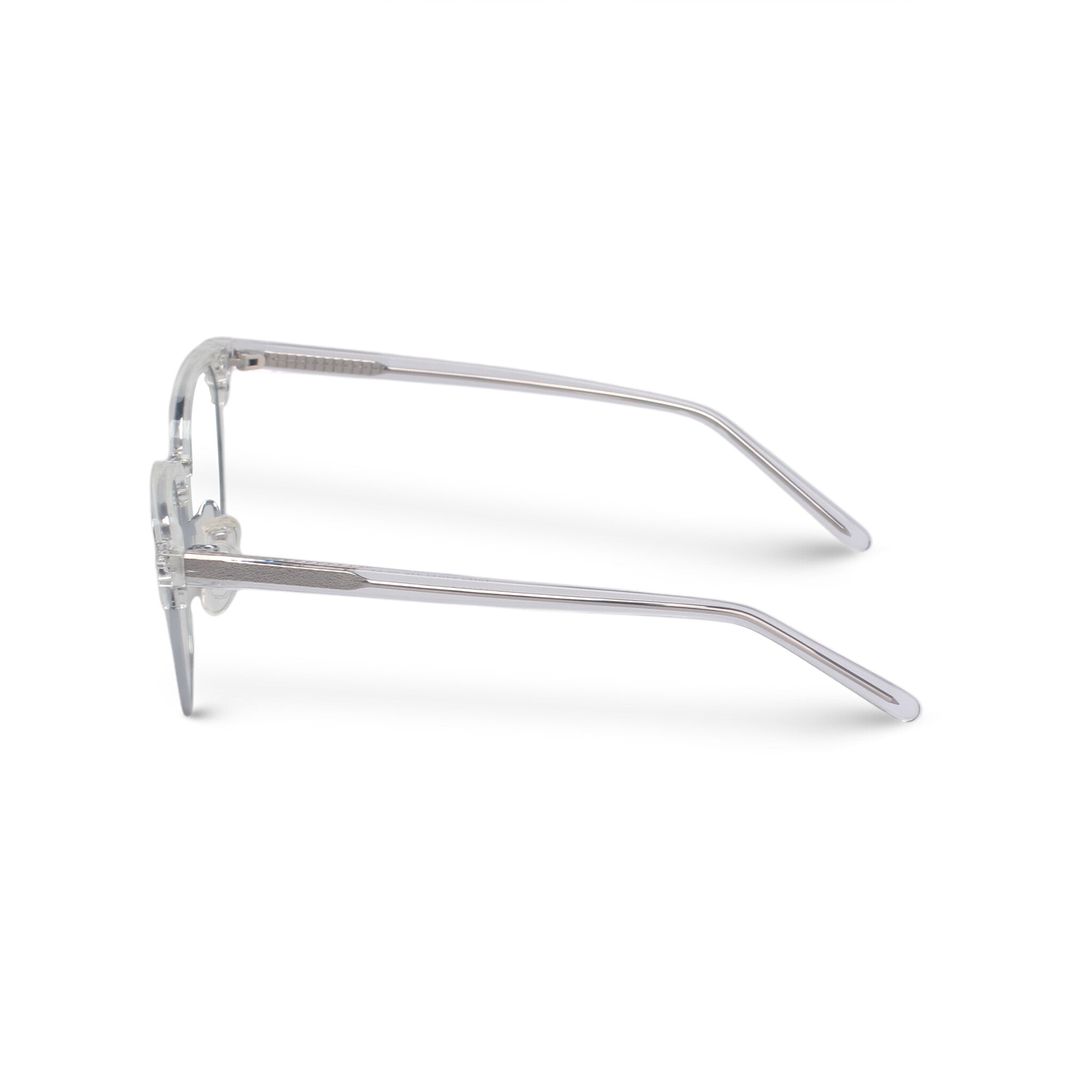Square classical transparent and silver eyeglasses