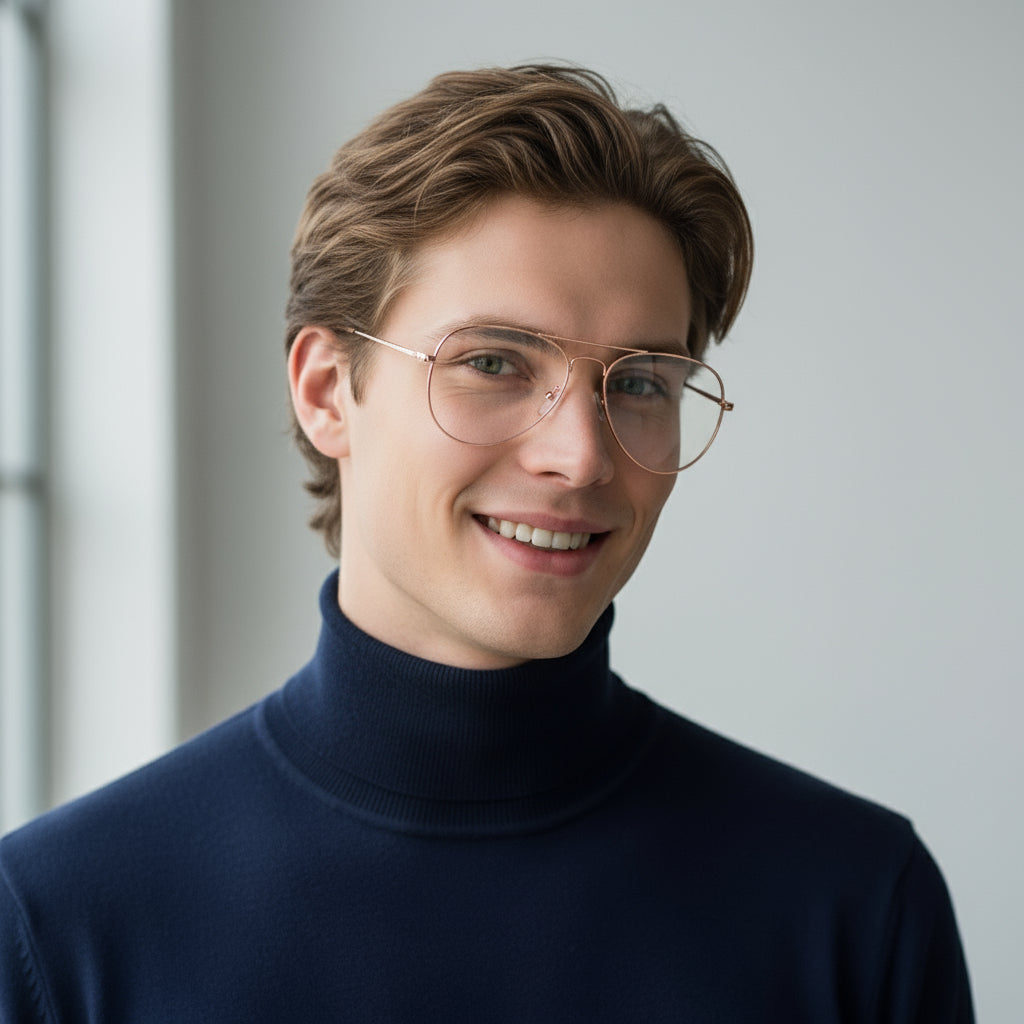 Classic aviator rose gold eyeglasses