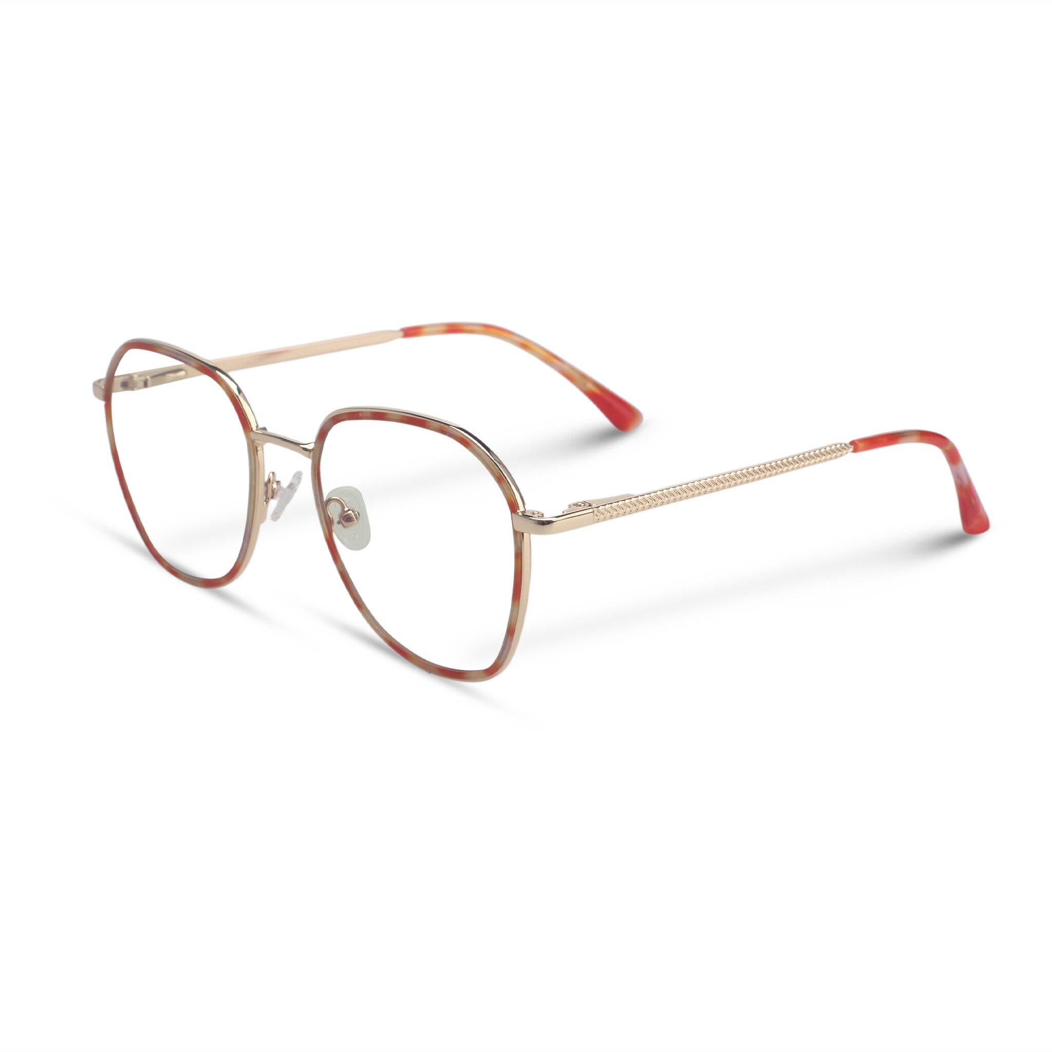 Minimal metal orange tortoise eyeglasses