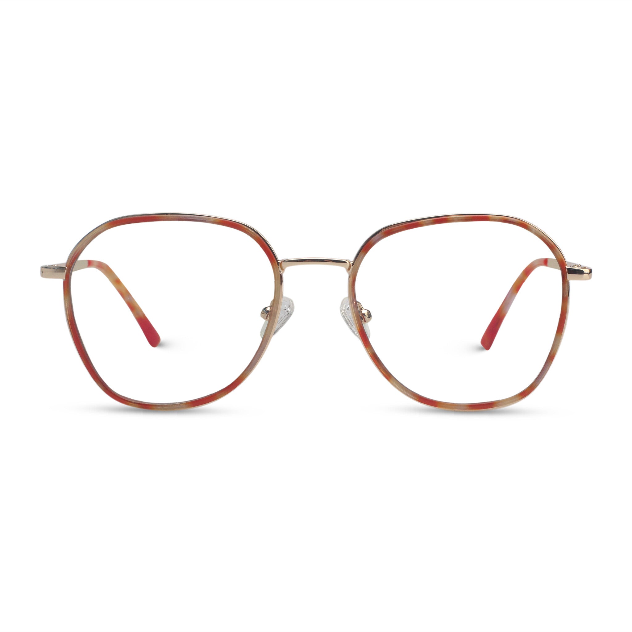 Minimal metal orange tortoise eyeglasses