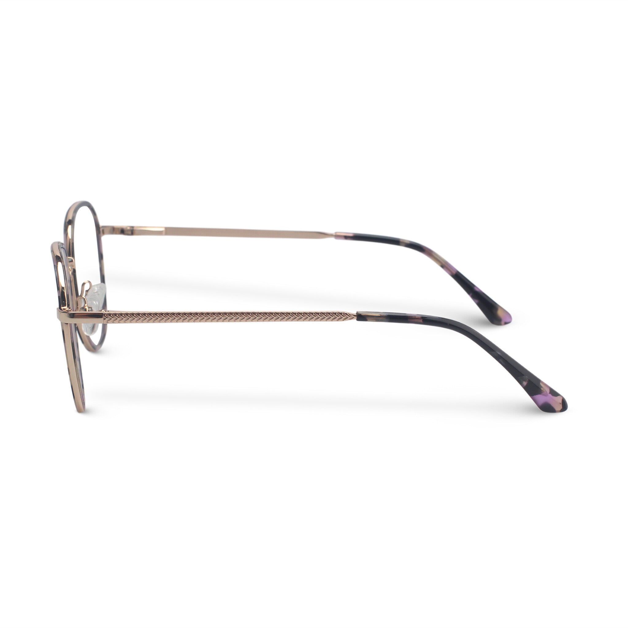 Minimal metal pink tortoise eyeglasses