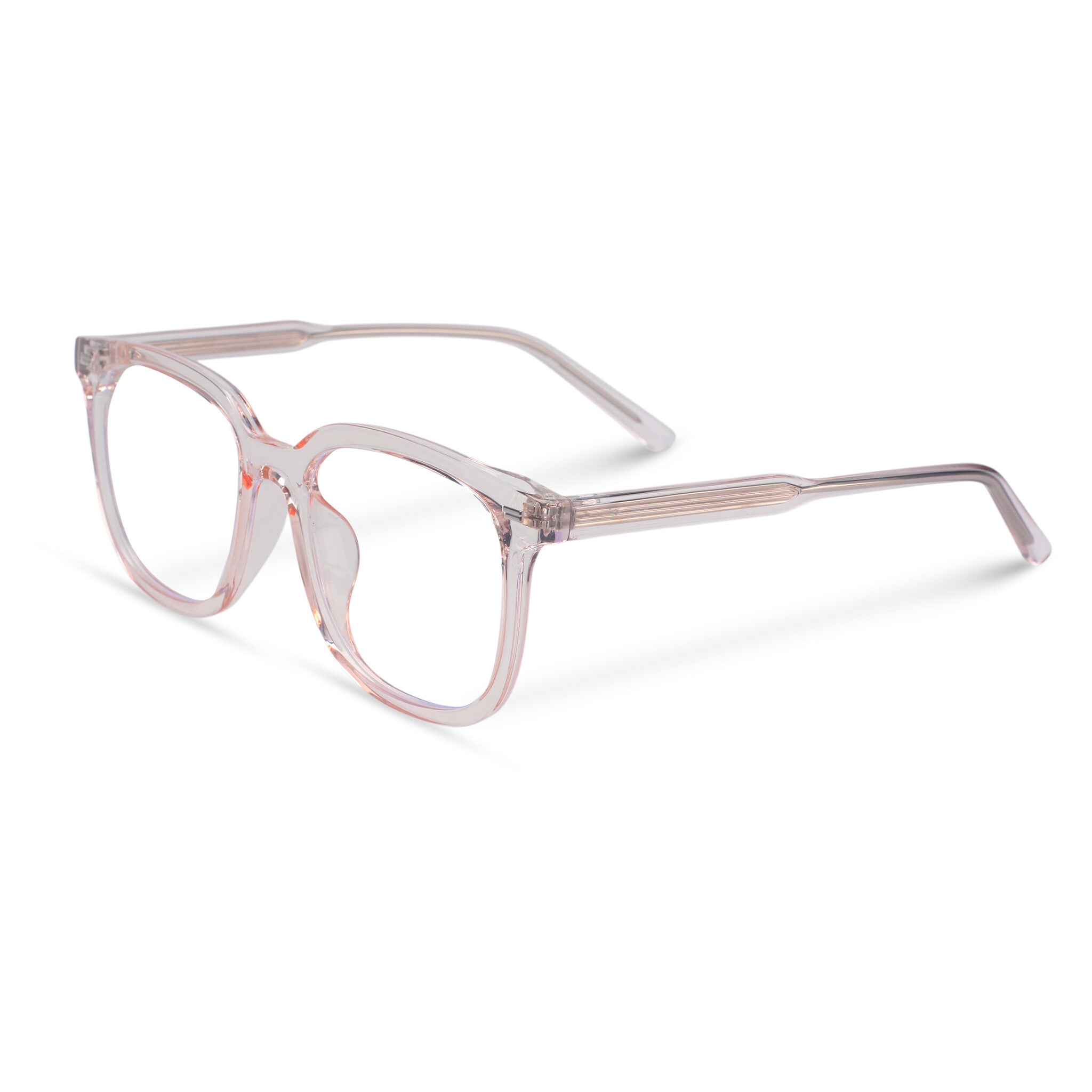 Oversized square light-pink eyeglasses