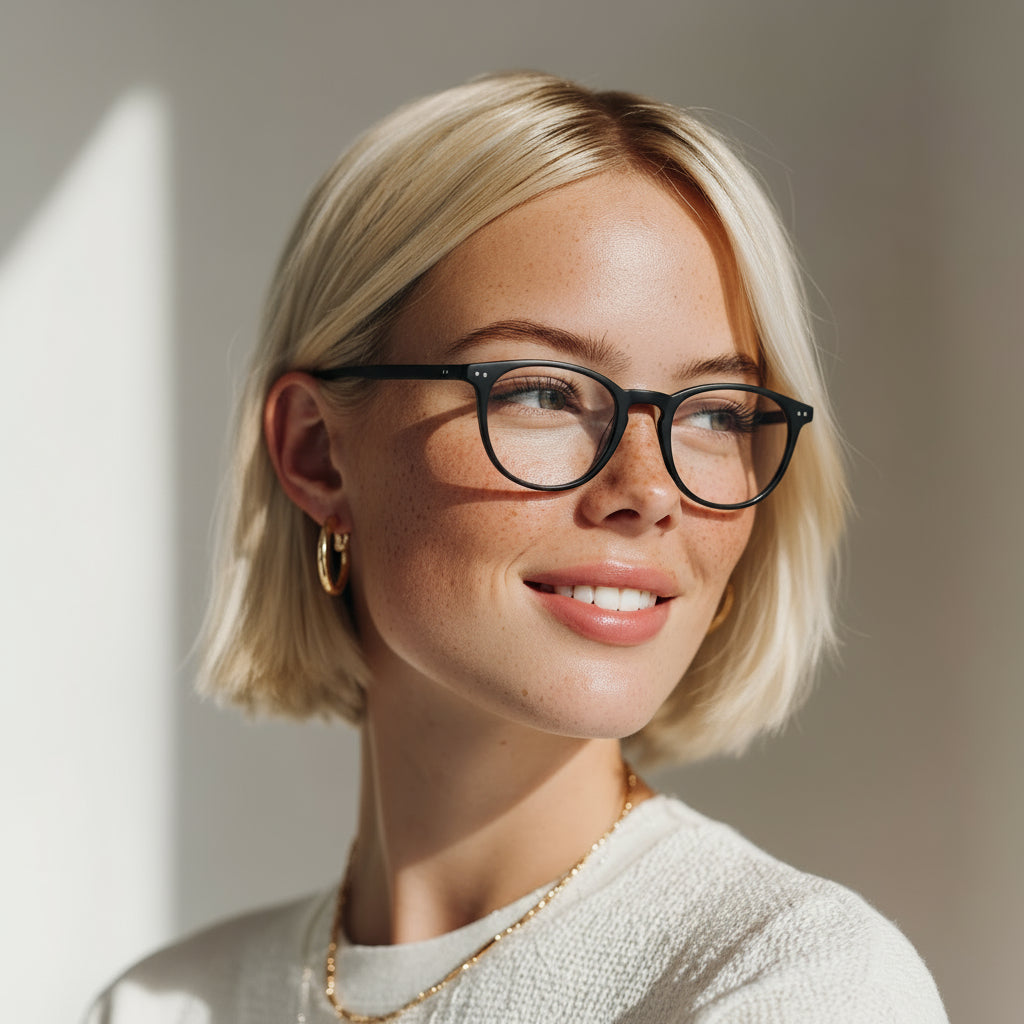 Minimal square/round black eyeglasses