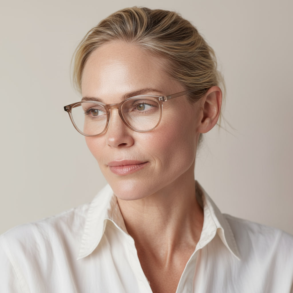 Minimal square/round pink eyeglasses