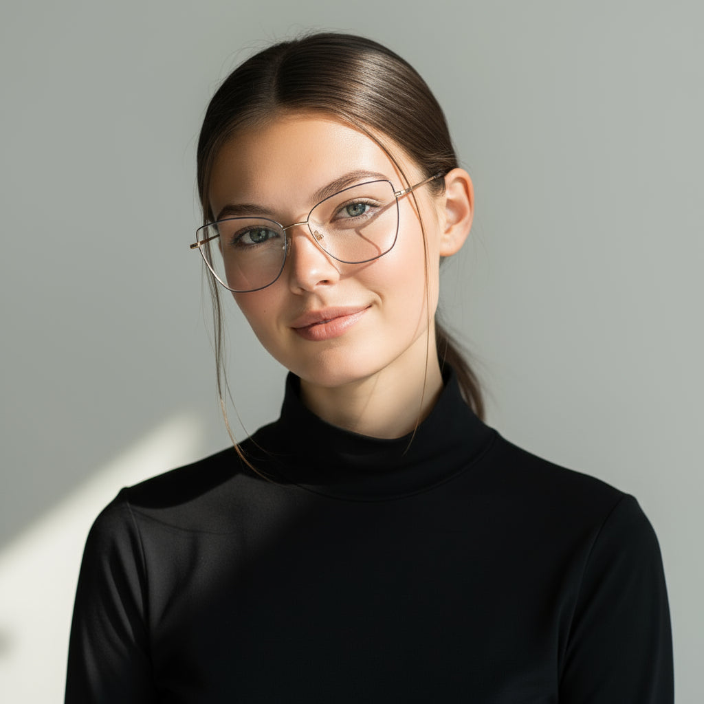 Minimal brown metal butterfly eyeglasses