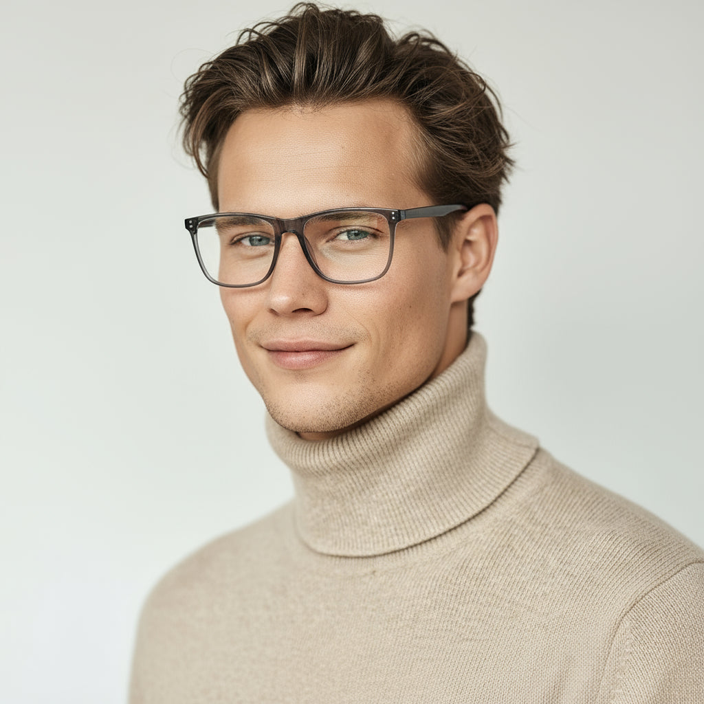 Classical square grey transparent eyeglasses