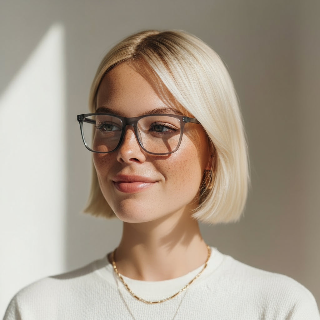 Classical square grey transparent eyeglasses