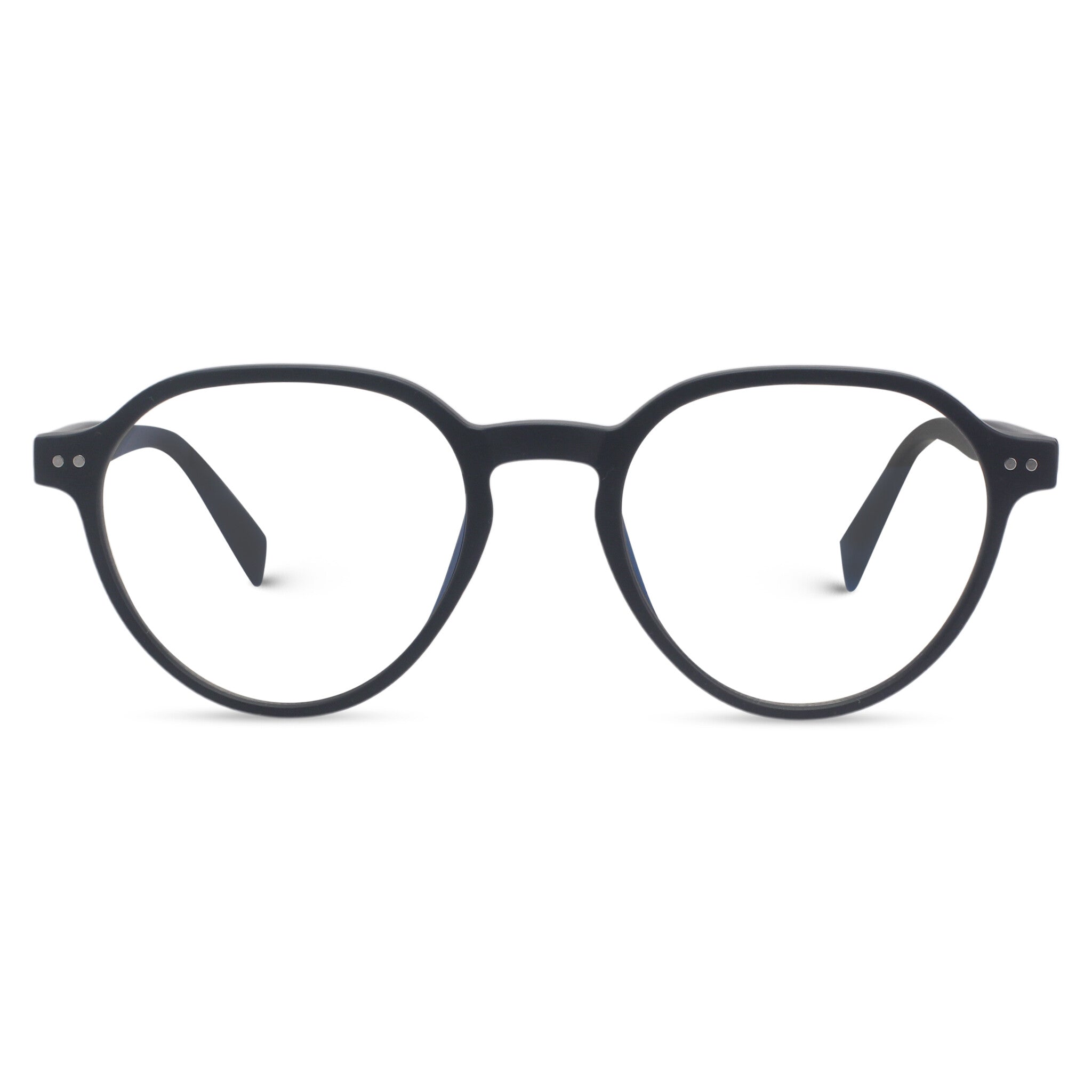 Round acetate black eyeglasses