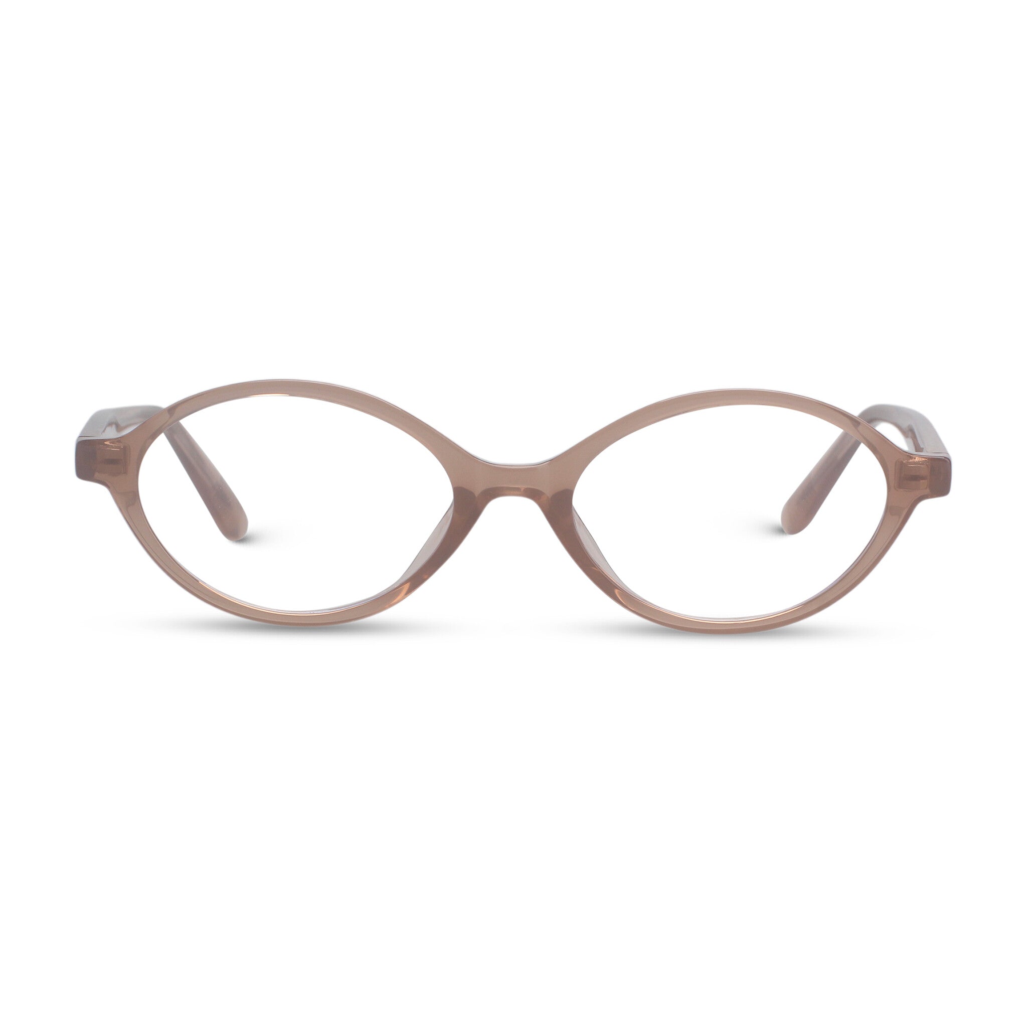 Light brown beige oval acetate eyeglasses