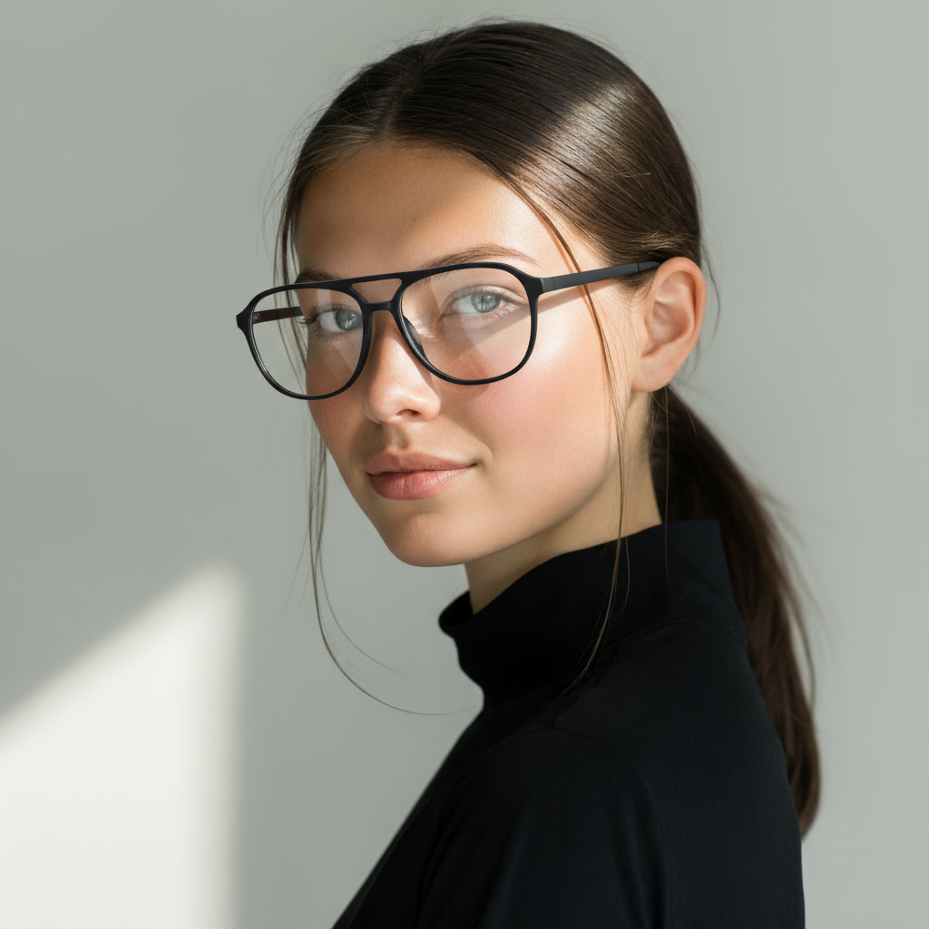 Dark grey aviator acetate eyeglasses