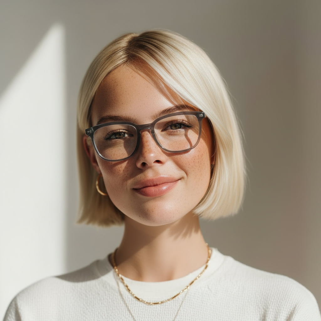 Classic square transparent grey eyeglasses