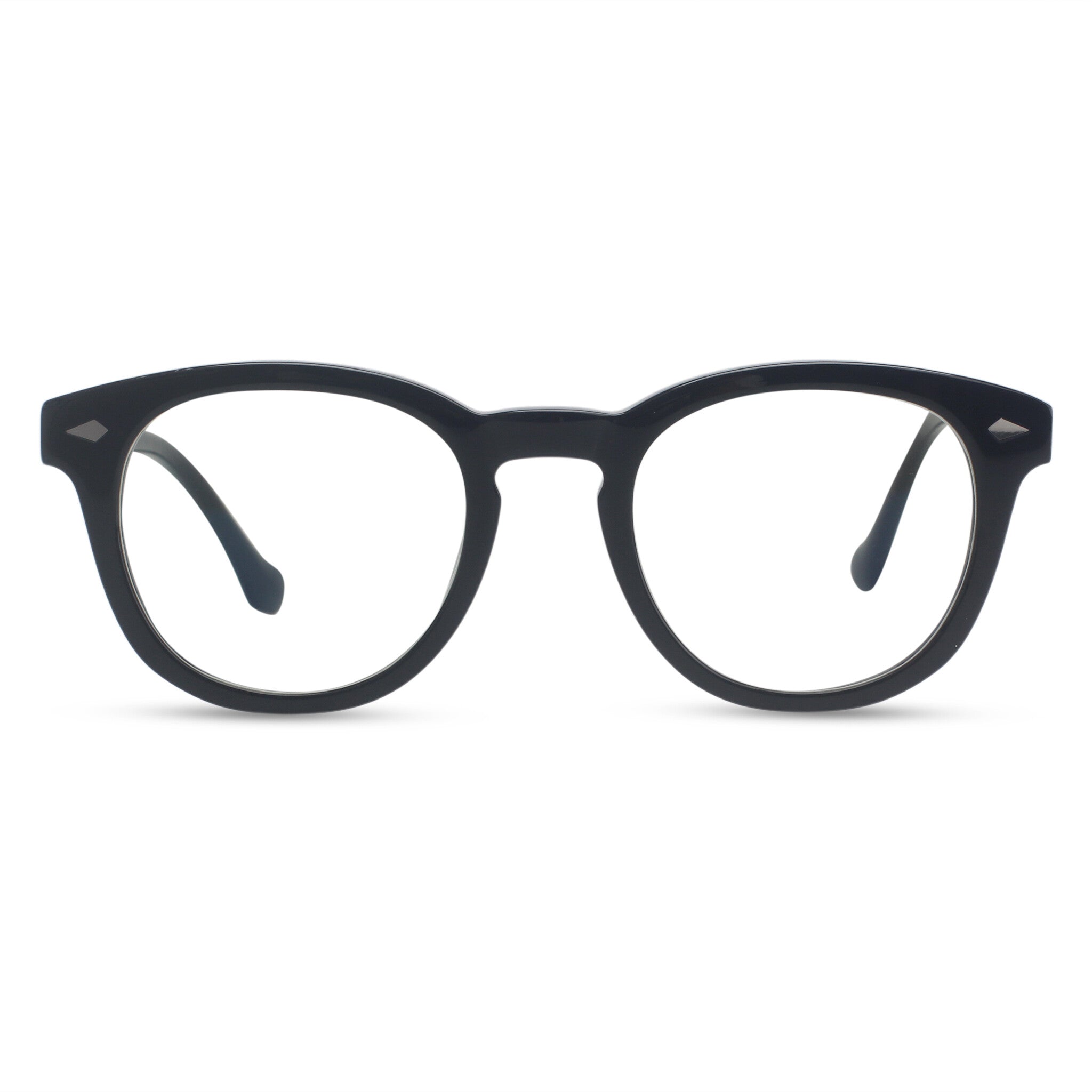 Black round plastic eyeglasses