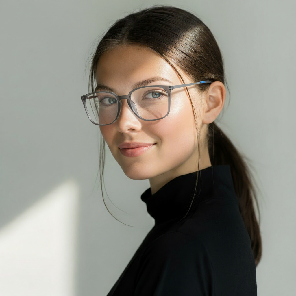 Classic square grey eyeglasses