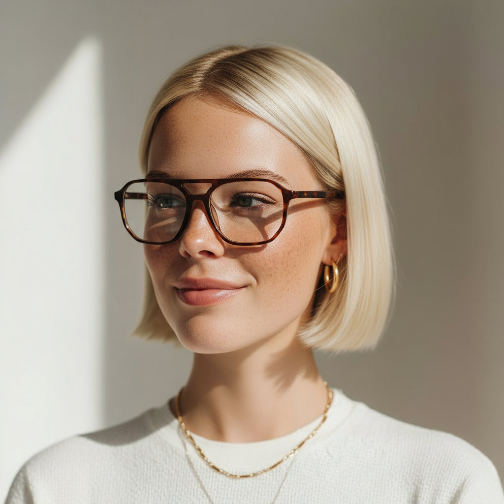 Tortoise red aviator plastic eyeglasses