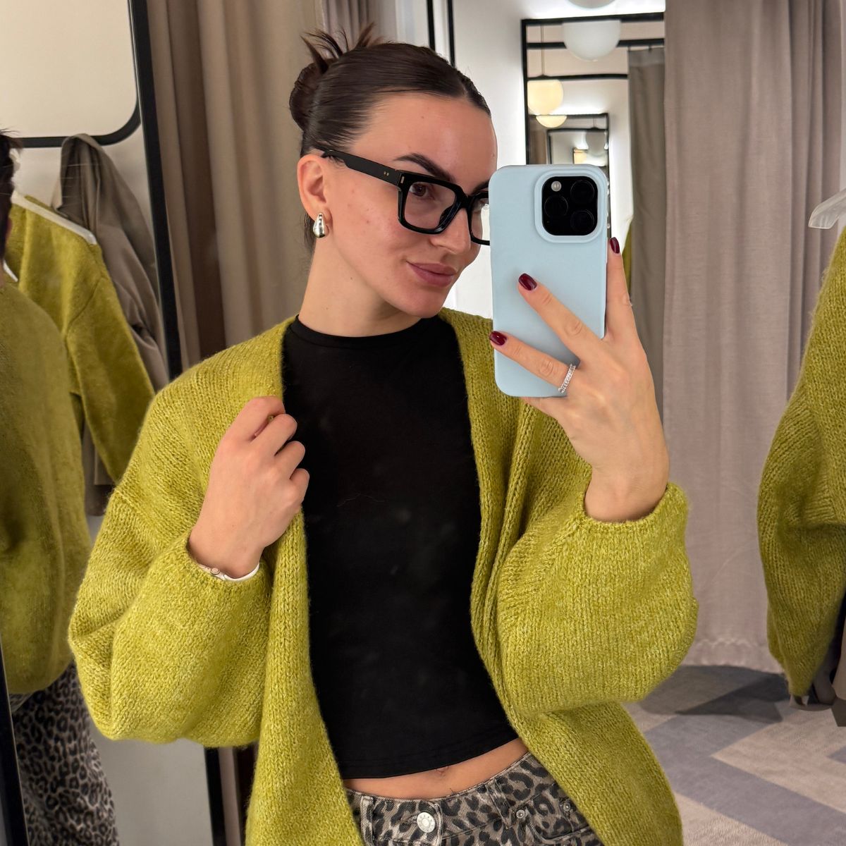 Bold square black eyeglasses