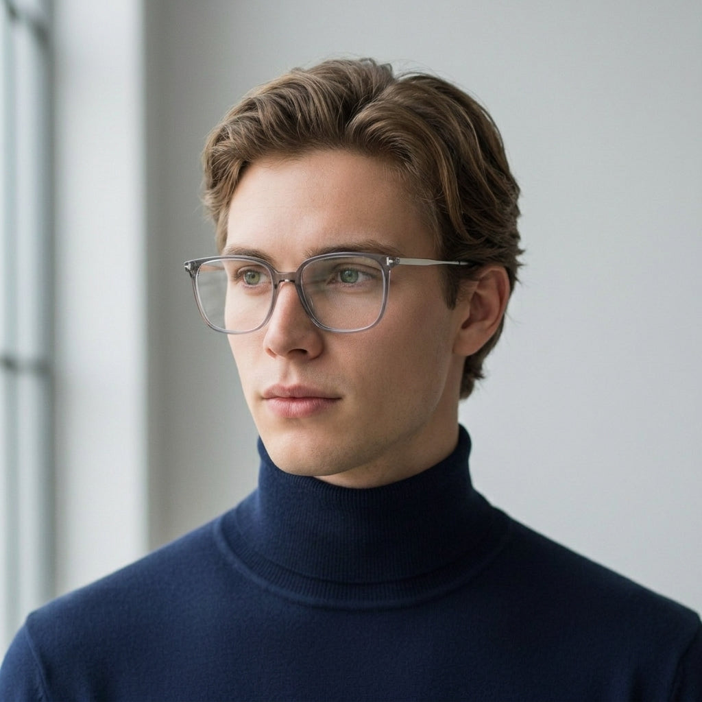 Grey square glasses