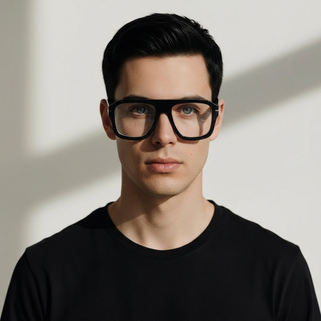 black oversized aviator glasses